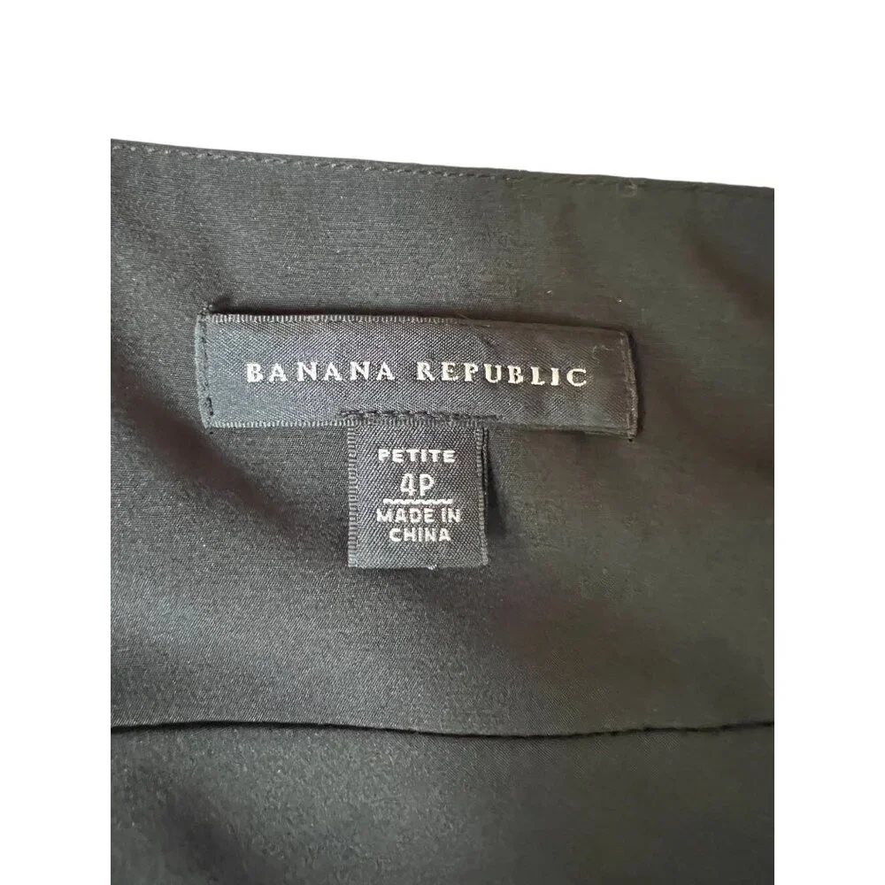 Banana Republic Womens Black Silk Chiffon Dress Size 4P - Picture 3 of 11